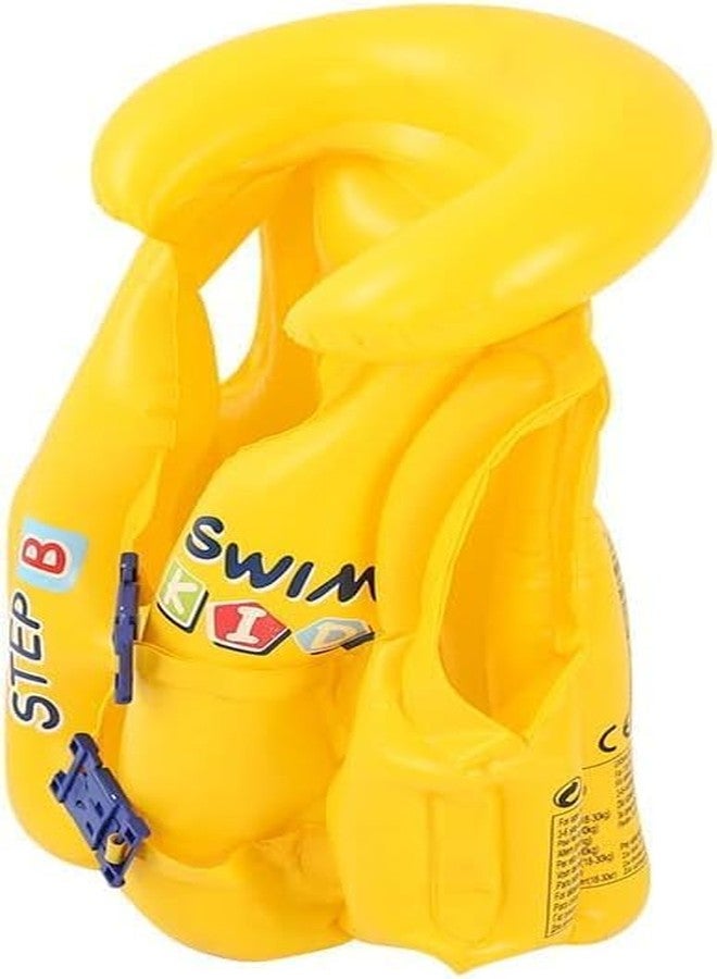 Delzon سترة سباحة للأطفال من ديلزون، سترة عائمة قابلة للنفخ مصنوعة من مادة PVC للأطفال الصغار مع واقي للرأس، سترات نجاة آمنة للأطفال مزودة بإبزيم مزدوج، سترة سباحة محمولة للأطفال، سترة سباحة للأطفال الصغار (مقاس كبير) - Image 1